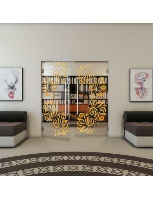 Pendeltür - Fineprint Model 163 Gold auf Klarglas