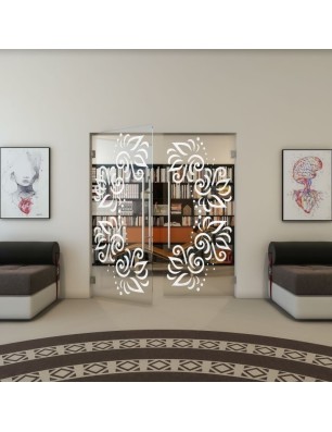 Pendeltür - Fineprint Model 163 Weiss auf Klarglas