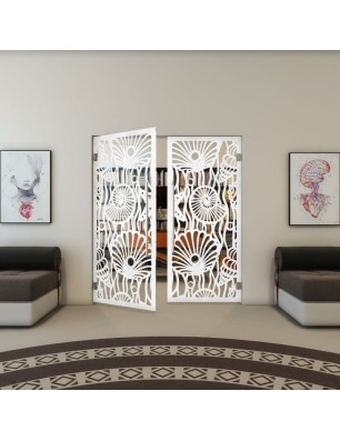 Pendeltür - Fineprint Model 165 Weiss auf Klarglas