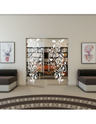 Pendeltür - Fineprint Model 166 Weiss auf Klarglas