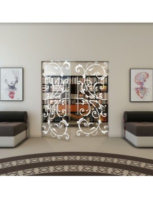 Pendeltür - Fineprint Model 171 Weiss auf Klarglas