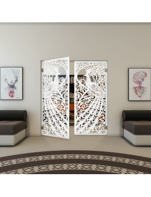 Pendeltür - Fineprint Model 172 Weiss auf Klarglas