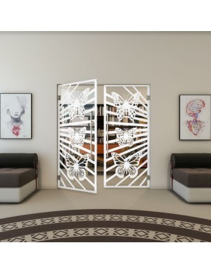 Pendeltür - Fineprint Model 176 Weiss auf Klarglas