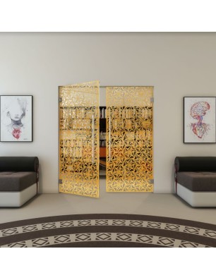 Pendeltür - Fineprint Model 180 Gold auf Klarglas