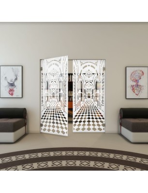 Pendeltür - Fineprint Model 181 Weiss auf Klarglas