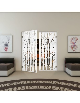 Pendeltür - Fineprint Model 182 Weiss auf Klarglas