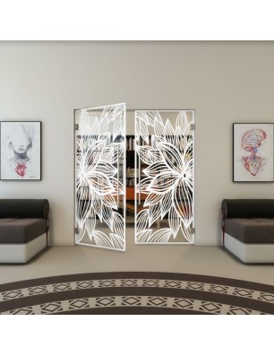 Pendeltür - Fineprint Model 184 Weiss auf Klarglas