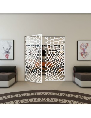 Pendeltür - Fineprint Model 186 Weiss auf Klarglas