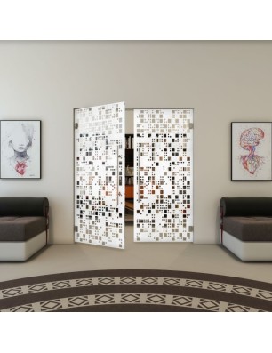 Pendeltür - Fineprint Model 190 Weiss auf Klarglas