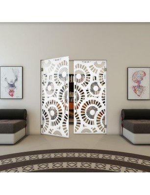 Pendeltür - Fineprint Model 191 Weiss auf Klarglas