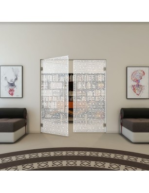 Pendeltür - Fineprint Model 193 Weiss auf Klarglas