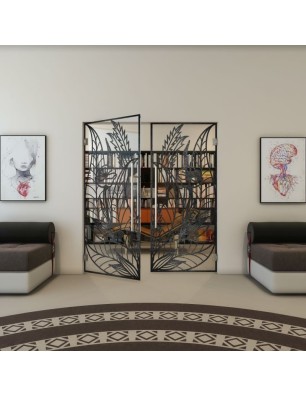 Pendeltür - Fineprint Model 195 Schwarz auf Klarglas