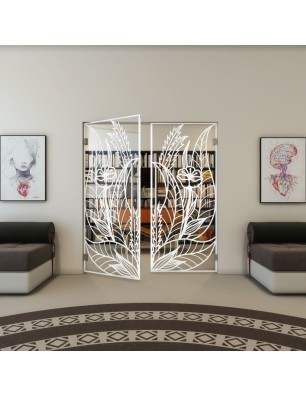 Pendeltür - Fineprint Model 195 Weiss auf Klarglas