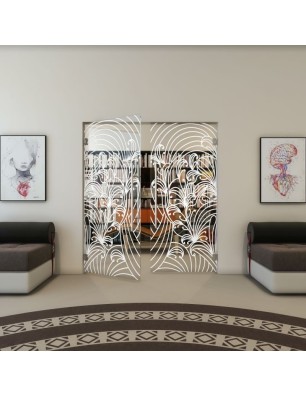 Pendeltür - Fineprint Model 200 Weiss auf Klarglas