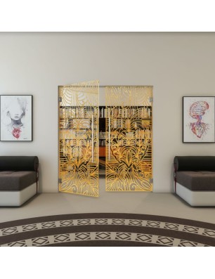 Pendeltür - Fineprint Model 201 Gold auf Klarglas