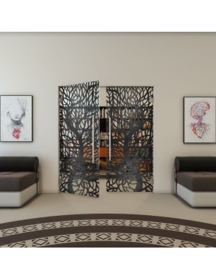 Pendeltür - Fineprint Model 202 Schwarz auf Klarglas