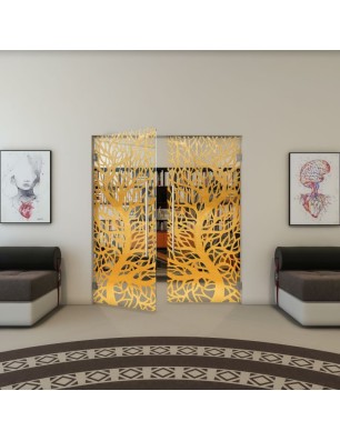 Pendeltür - Fineprint Model 202 Gold auf Klarglas