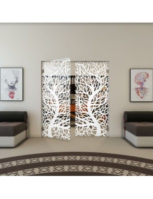 Pendeltür - Fineprint Model 202 Weiss auf Klarglas