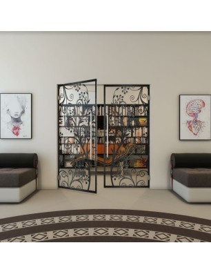 Pendeltür - Fineprint Model 204 Schwarz auf Klarglas