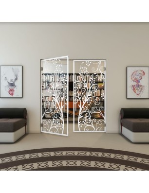 Pendeltür - Fineprint Model 204 Weiss auf Klarglas