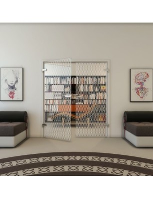 Ganzglastür - Fineprint Model 001 Weiss auf Klarglas