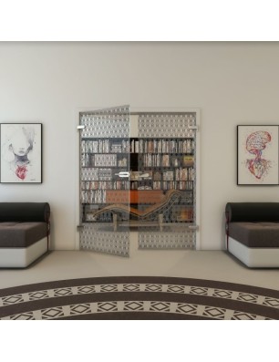 Ganzglastür - Fineprint Model 002 Schwarz auf Klarglas