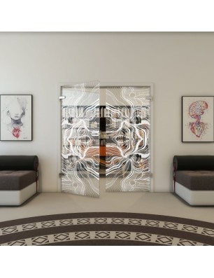 Ganzglastür - Fineprint Model 010 Weiss auf Klarglas