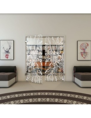 Ganzglastür - Fineprint Model 012 Weiss auf Klarglas