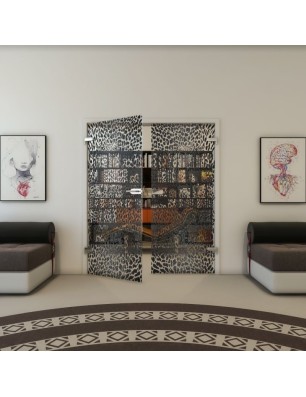 Ganzglastür - Fineprint Model 016 Schwarz auf Klarglas