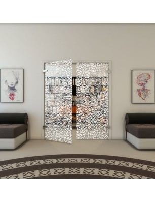 Ganzglastür - Fineprint Model 016 Weiss auf Klarglas