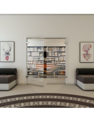 Ganzglastür - Fineprint Model 019 Weiss auf Klarglas