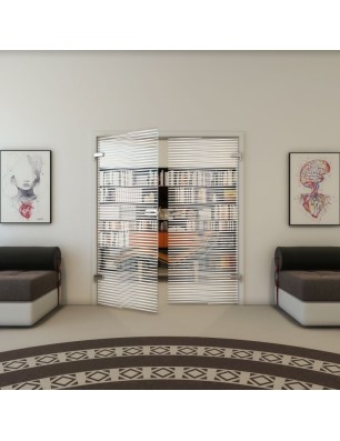 Ganzglastür - Fineprint Model 022 Weiss auf Klarglas