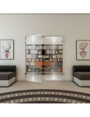 Ganzglastür - Fineprint Model 024 Weiss auf Klarglas