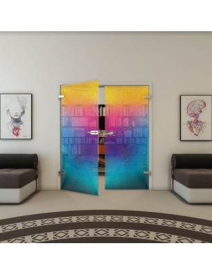 Ganzglastür - Fineprint Model 025 Verlauf auf Klarglas