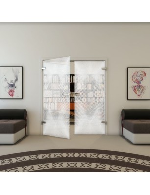 Ganzglastür - Fineprint Model 025 Weiss auf Klarglas