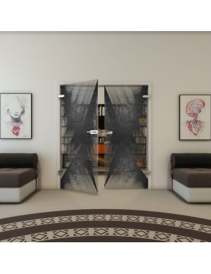 Ganzglastür - Fineprint Model 026 Schwarz auf Klarglas