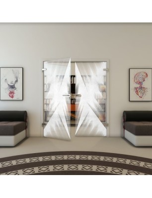 Ganzglastür - Fineprint Model 026 Weiss auf Klarglas