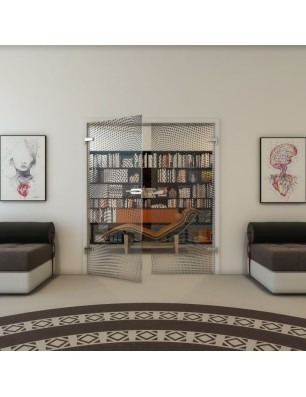 Ganzglastür - Fineprint Model 027 Schwarz auf Klarglas