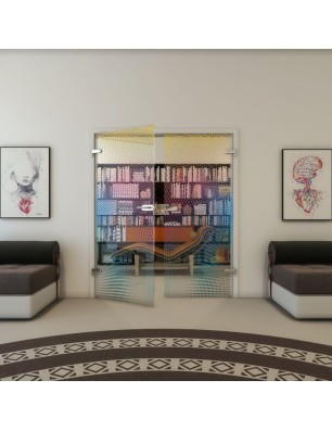 Ganzglastür - Fineprint Model 027 Verlauf auf Klarglas