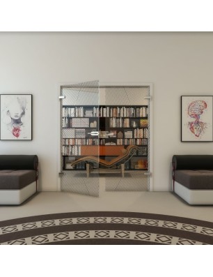 Ganzglastür - Fineprint Model 028 Schwarz auf Klarglas