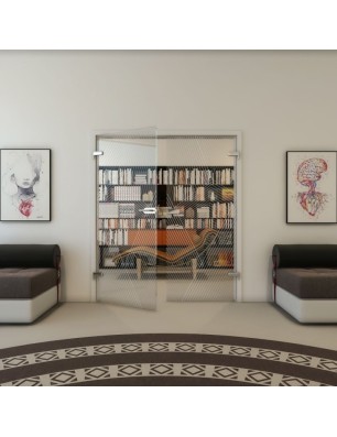 Ganzglastür - Fineprint Model 028 Weiss auf Klarglas