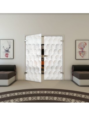 Ganzglastür - Fineprint Model 029 Weiss auf Klarglas