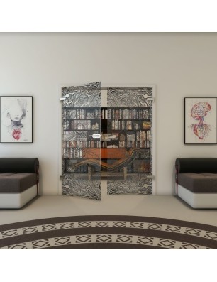 Ganzglastür - Fineprint Model 030 Schwarz auf Klarglas