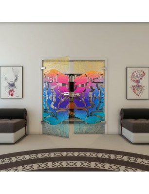 Ganzglastür - Fineprint Model 031 Verlauf auf Klarglas