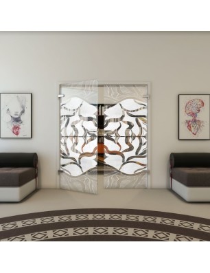 Ganzglastür - Fineprint Model 031 Weiss auf Klarglas