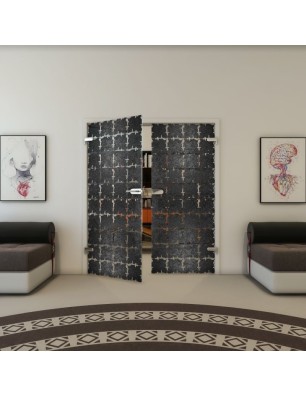 Ganzglastür - Fineprint Model 033 Schwarz auf Klarglas