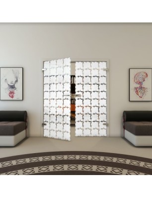 Ganzglastür - Fineprint Model 033 Weiss auf Klarglas