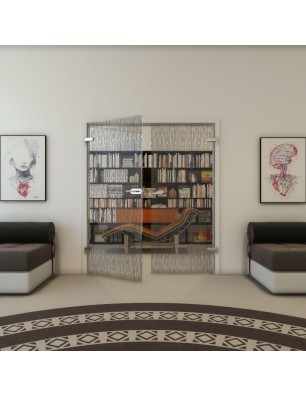 Ganzglastür - Fineprint Model 035 Schwarz auf Klarglas