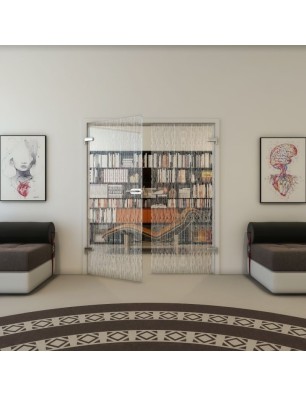 Ganzglastür - Fineprint Model 035 Weiss auf Klarglas