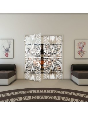 Ganzglastür - Fineprint Model 037 Weiss auf Klarglas